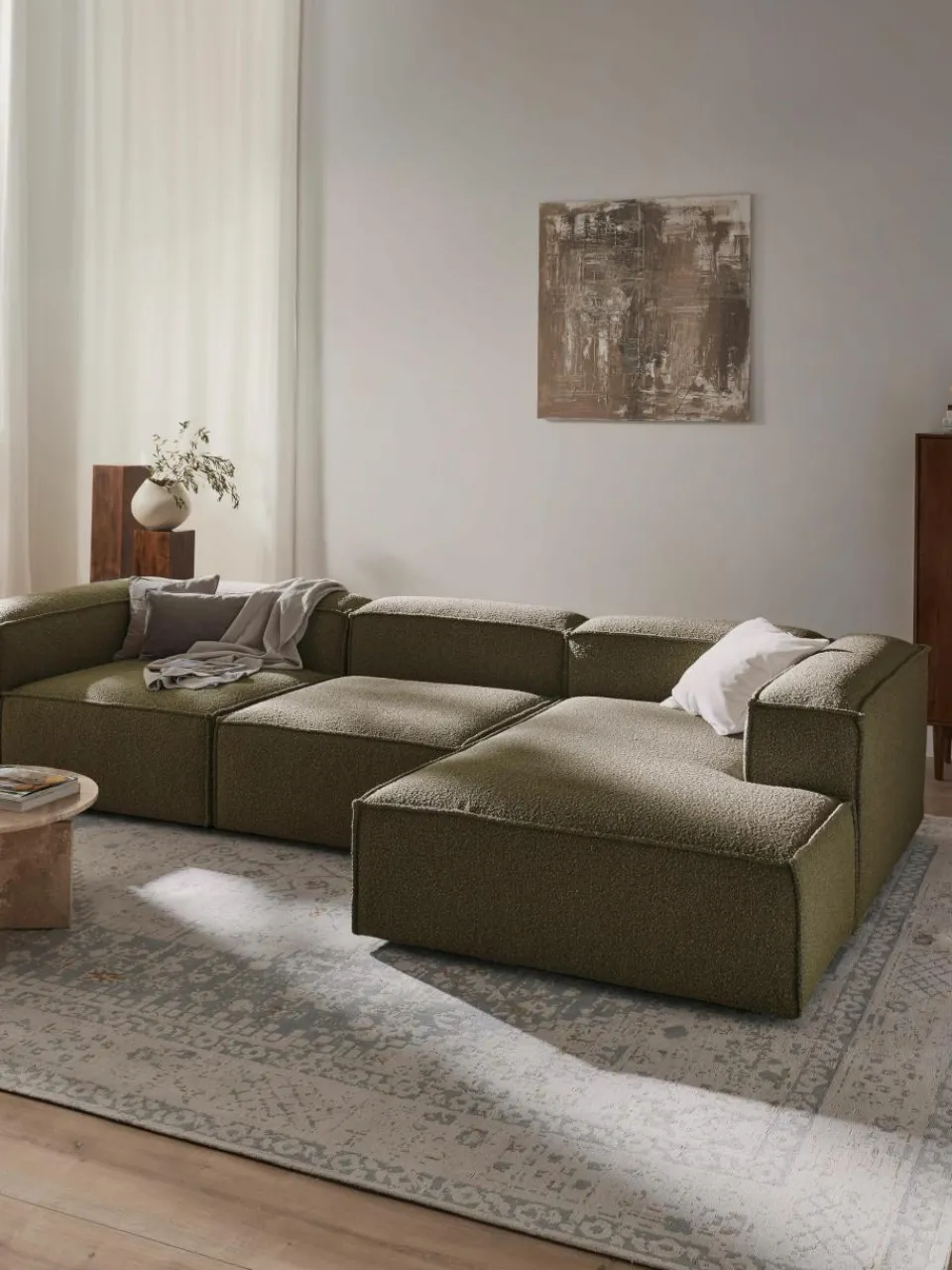 Modulaire hoekbank Lennon uit bouclé^Westwing Collection Outlet