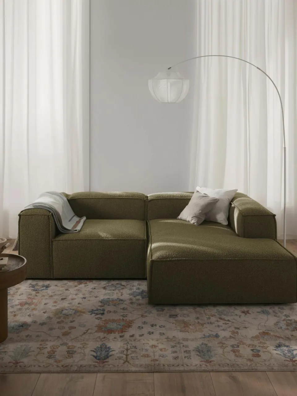 Modulaire hoekbank Lennon uit bouclé^Westwing Collection Discount
