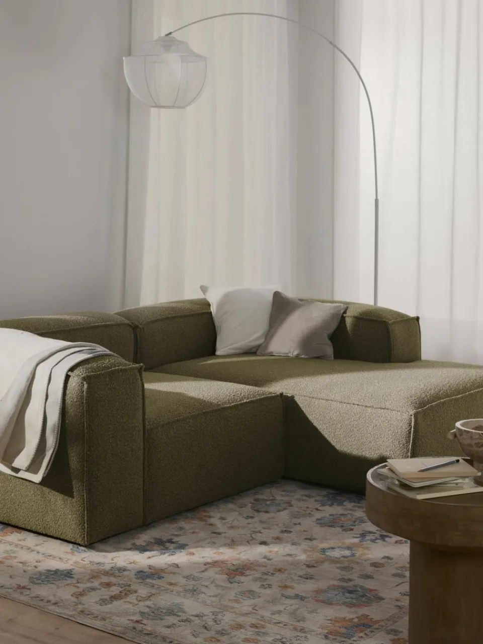 Modulaire hoekbank Lennon uit bouclé^Westwing Collection Discount
