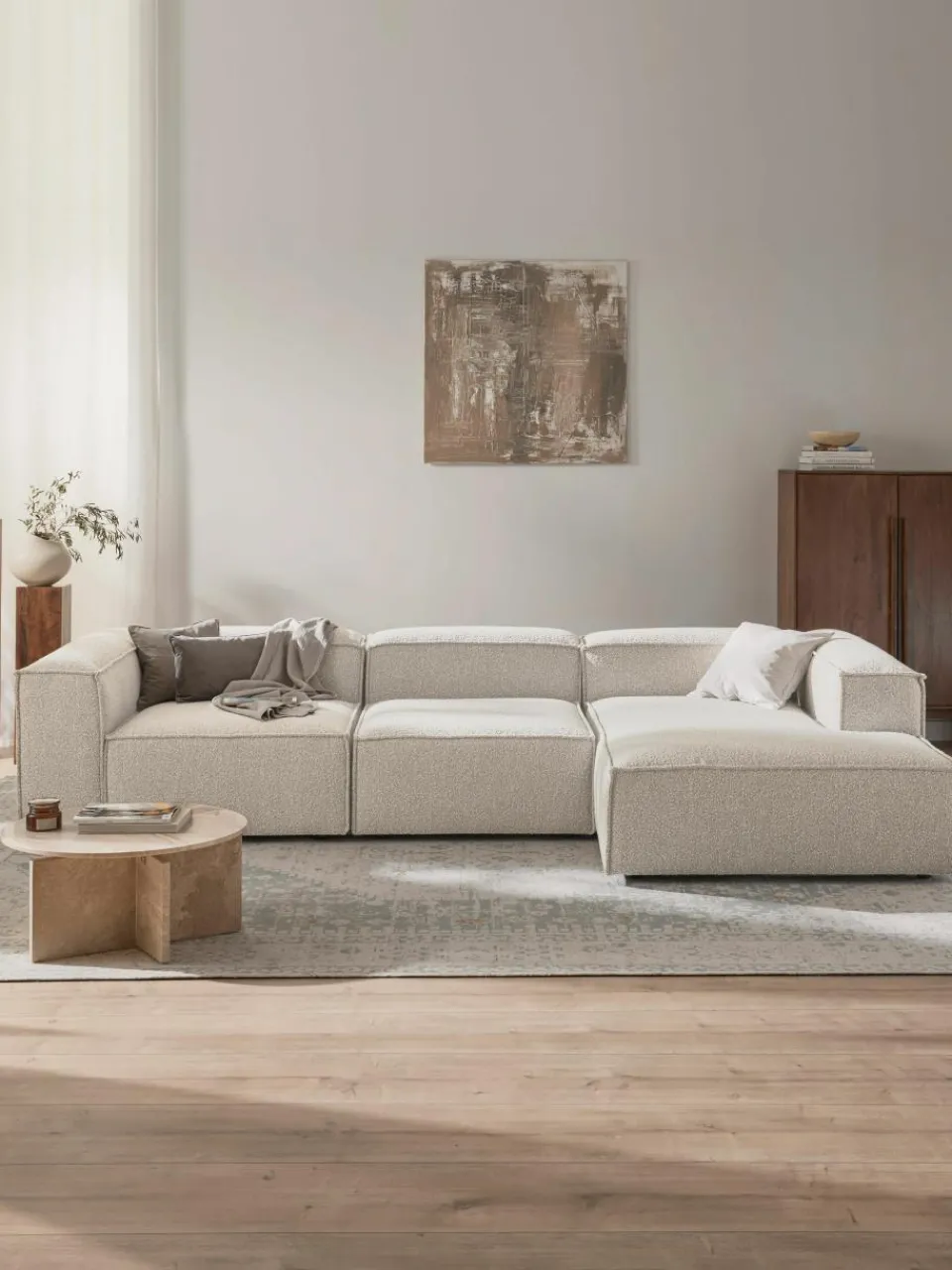 Modulaire hoekbank Lennon uit bouclé^Westwing Collection Sale