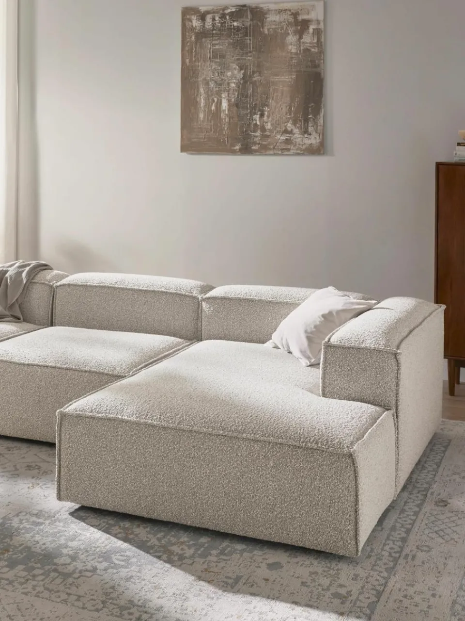 Modulaire hoekbank Lennon uit bouclé^Westwing Collection Sale