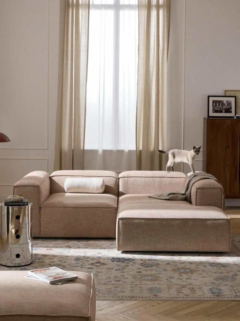 Modulaire hoekbank Lennon van linnenmix^Westwing Collection Discount