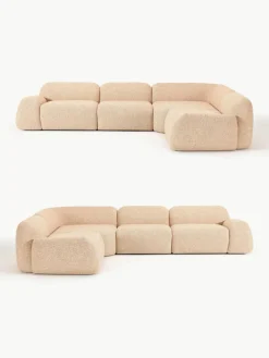 Modulaire hoekbank Wolke (4-zits) van bouclé^Westwing Collection Sale