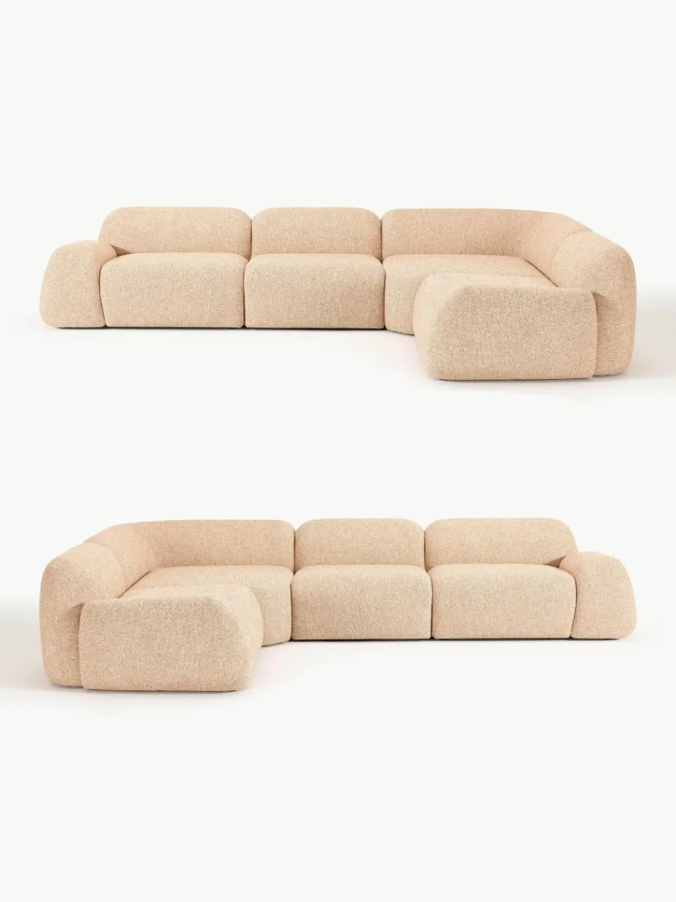 Modulaire hoekbank Wolke (4-zits) van bouclé^Westwing Collection Sale