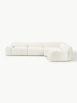 Modulaire hoekbank Wolke (4-zits) van teddy-bouclé^Westwing Collection Online