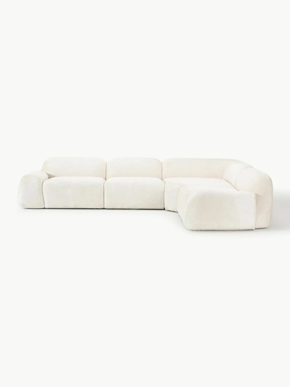 Modulaire hoekbank Wolke (4-zits) van teddy-bouclé^Westwing Collection Online