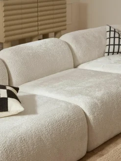 Modulaire hoekbank Wolke (4-zits) van teddy-bouclé^Westwing Collection Online