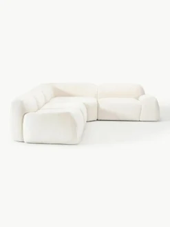 Modulaire hoekbank Wolke (4-zits) van teddy-bouclé^Westwing Collection Online