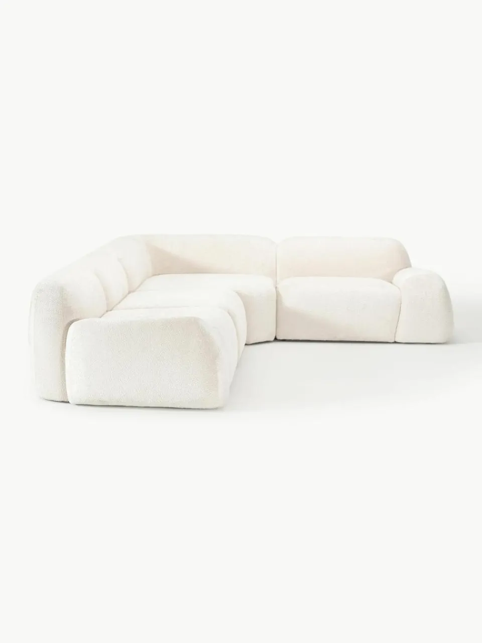 Modulaire hoekbank Wolke (4-zits) van teddy-bouclé^Westwing Collection Online