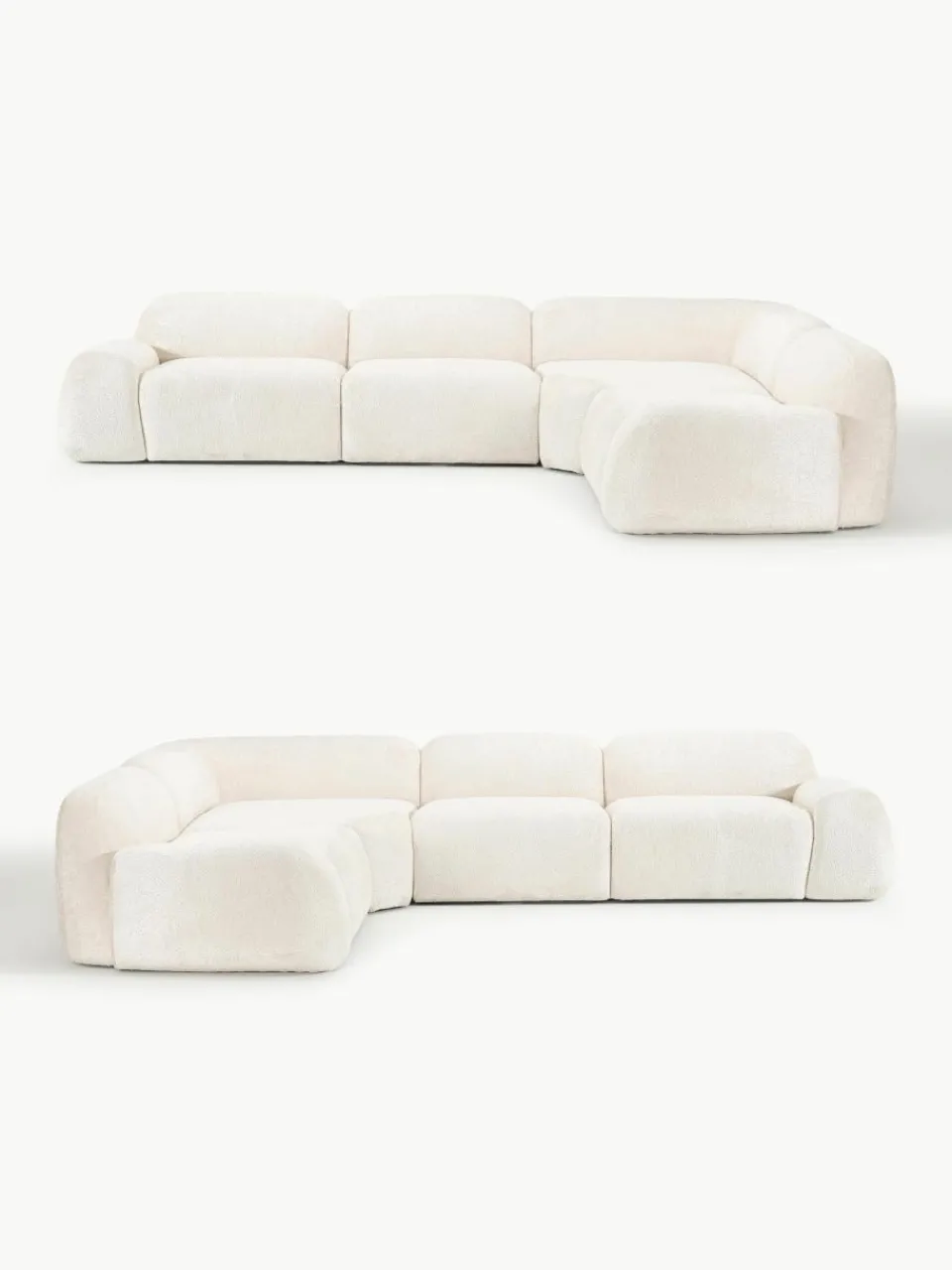 Modulaire hoekbank Wolke (4-zits) van teddy-bouclé^Westwing Collection Online