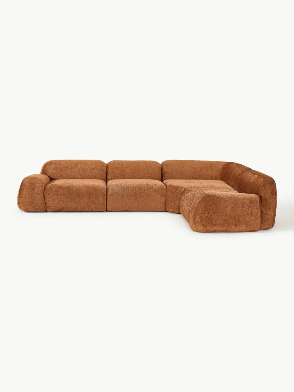 Modulaire hoekbank Wolke (4-zits) van teddy-bouclé^Westwing Collection Online