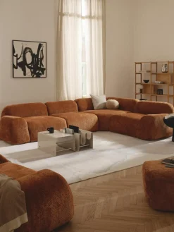 Modulaire hoekbank Wolke (4-zits) van teddy-bouclé^Westwing Collection Online