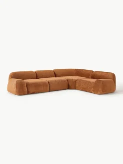 Modulaire hoekbank Wolke (4-zits) van teddy-bouclé^Westwing Collection Online
