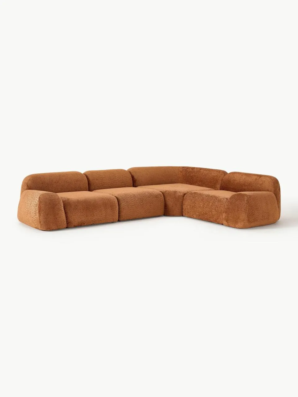 Modulaire hoekbank Wolke (4-zits) van teddy-bouclé^Westwing Collection Online