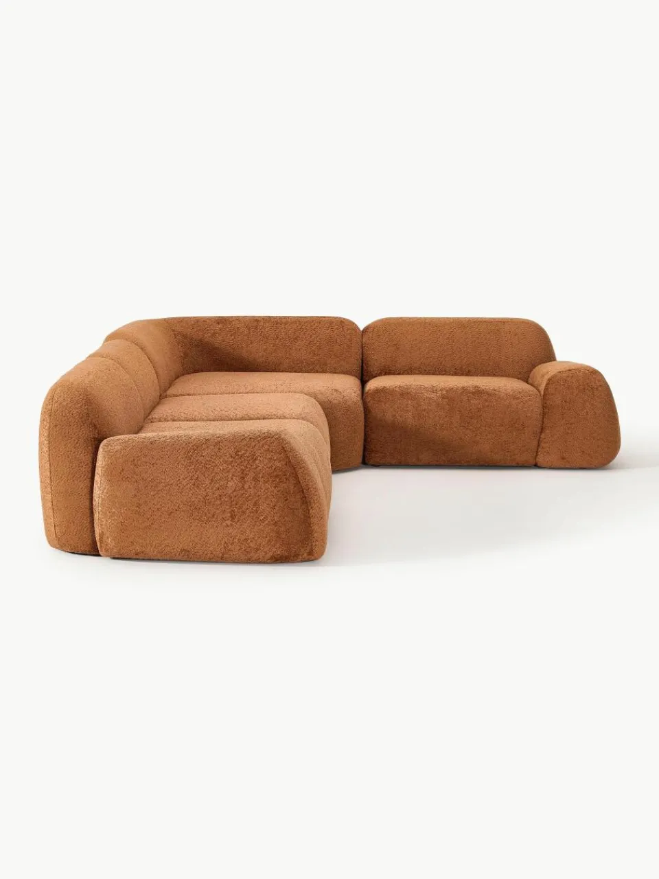 Modulaire hoekbank Wolke (4-zits) van teddy-bouclé^Westwing Collection Online