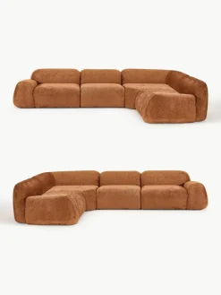 Modulaire hoekbank Wolke (4-zits) van teddy-bouclé^Westwing Collection Online