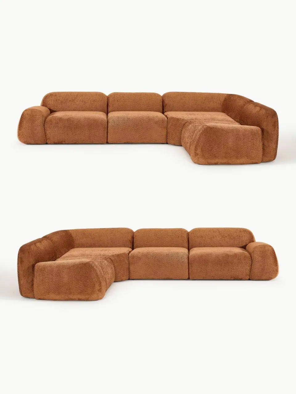 Modulaire hoekbank Wolke (4-zits) van teddy-bouclé^Westwing Collection Online