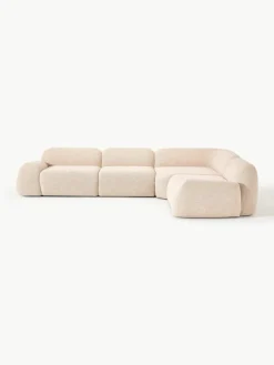 Modulaire hoekbank Wolke (4-zits) van bouclé^Westwing Collection Clearance