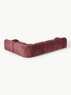 Modulaire hoekbank Wolke (4-zits) van teddy-bouclé^Westwing Collection Online