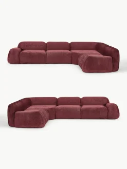 Modulaire hoekbank Wolke (4-zits) van teddy-bouclé^Westwing Collection Online