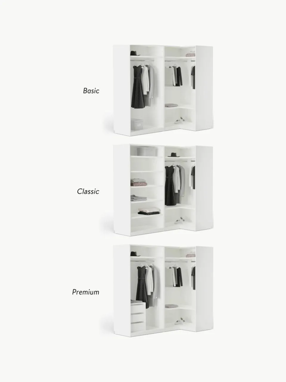 Modulaire hoekkast Charlotte, 215 cm breed, diverse varianten^Westwing Collection Discount