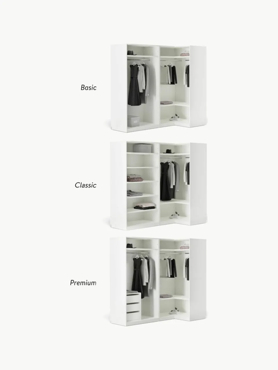 Modulaire hoekkast Leon, 215 cm breed, diverse varianten^Westwing Collection Clearance