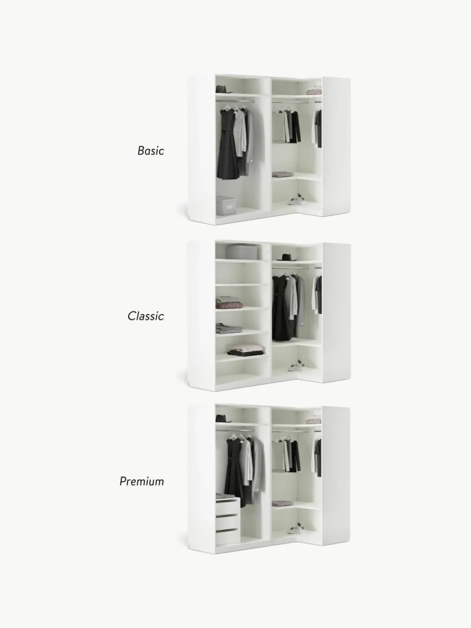 Modulaire hoekkast Simone, 215 cm breed, diverse varianten^Westwing Collection Outlet