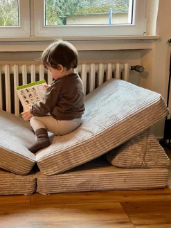 Modulaire kinderbank Mila van corduroy, handgemaakt^Funzy Hot