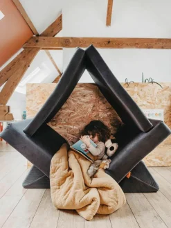 Modulaire kinderbank Mila van fluweel, handgemaakt^Funzy New