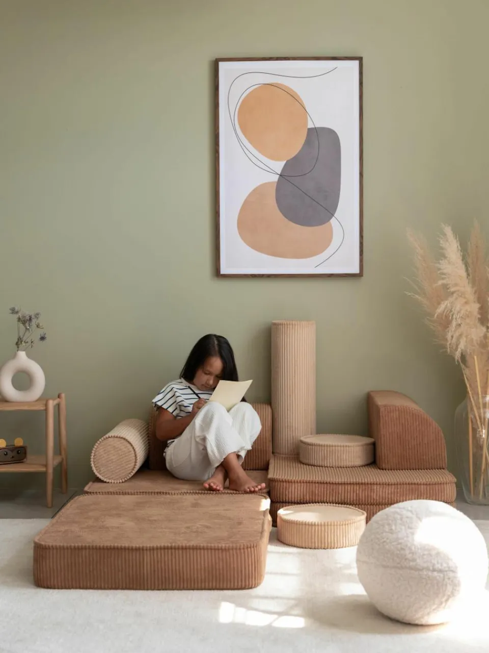Modulaire kinderspeelbank Sugar gemaakt van corduroy^Wigiwama Clearance