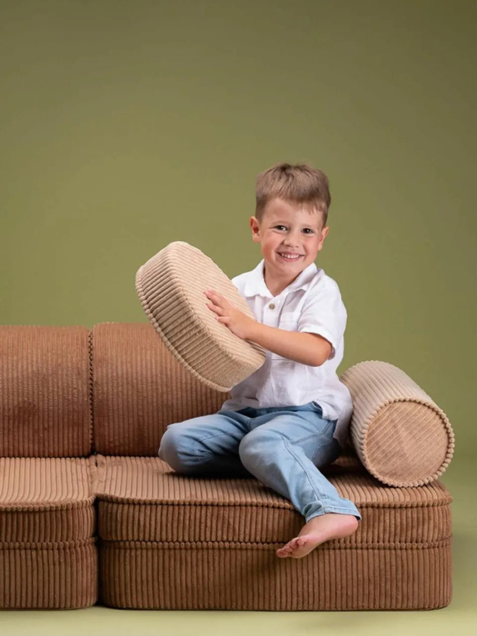 Modulaire kinderspeelbank Sugar gemaakt van corduroy^Wigiwama Clearance