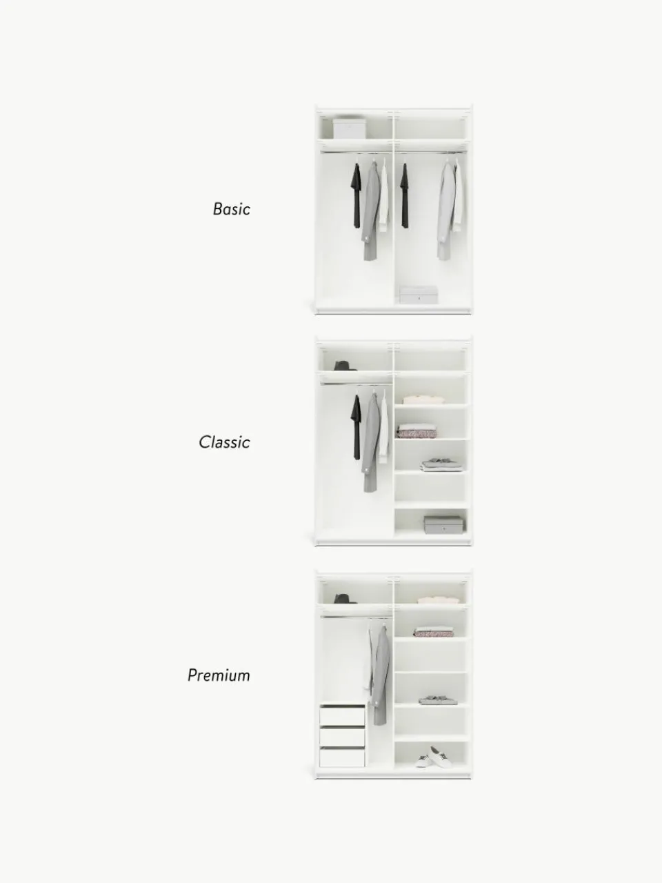 Modulaire schuifdeurkast Charlotte, 150 cm breed, diverse varianten^Westwing Collection Online