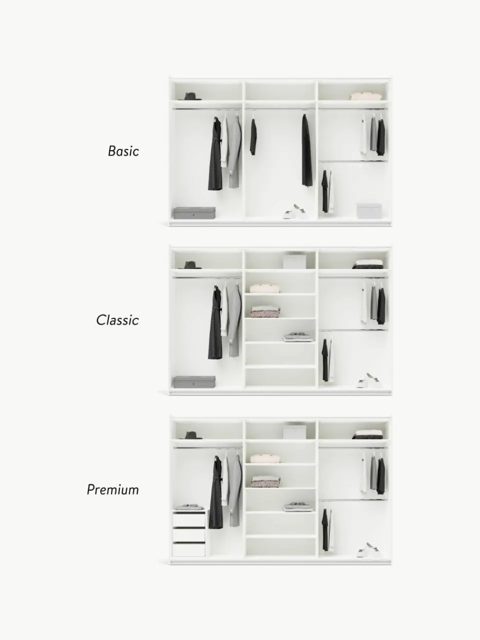 Modulaire schuifdeurkast Charlotte, 300 cm breed, diverse varianten^Westwing Collection Best