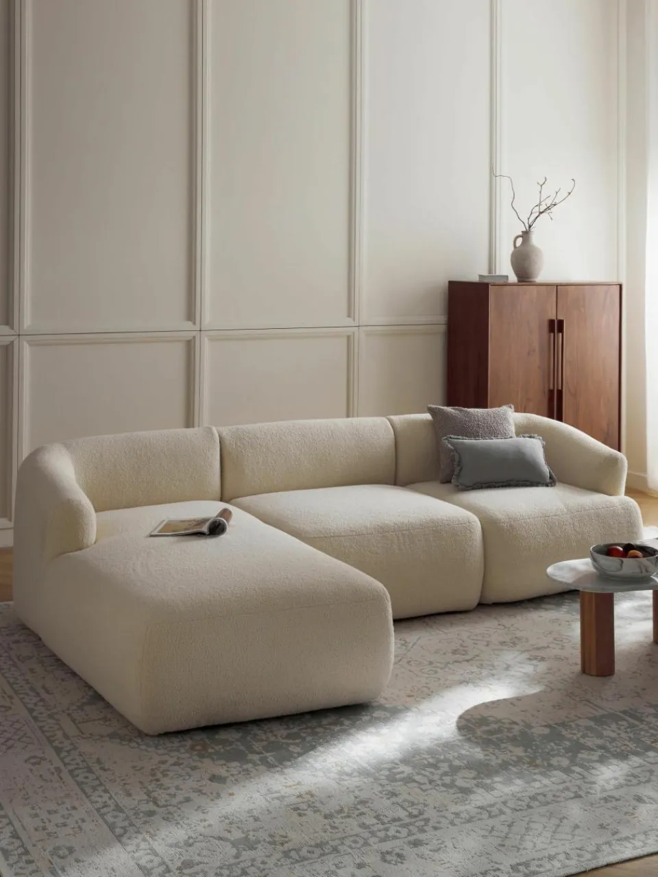 Modulaire teddy hoekbank Sofia (3-zits)^Westwing Collection Clearance