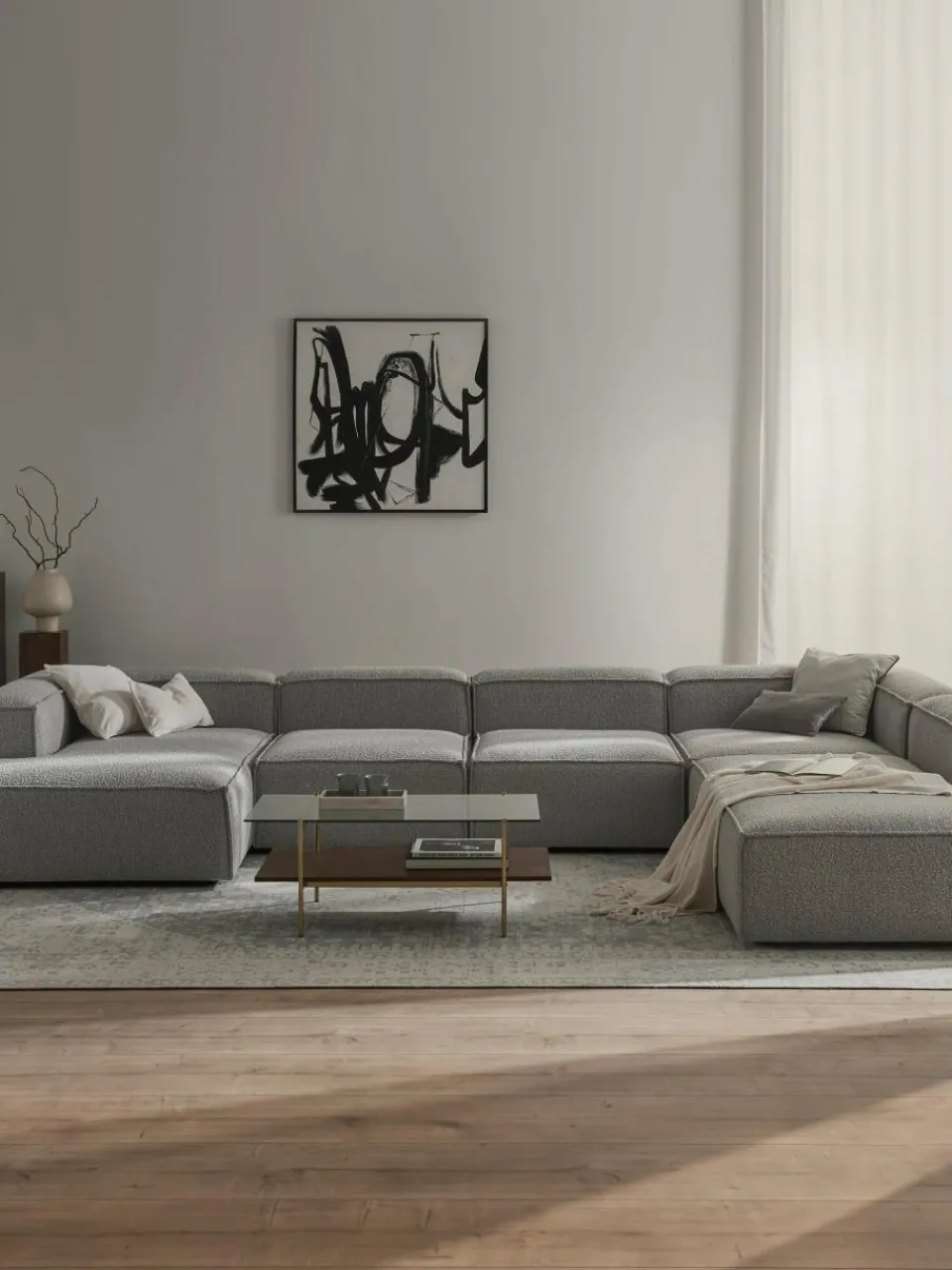 Modulaire U-bank Lennon uit bouclé^Westwing Collection New
