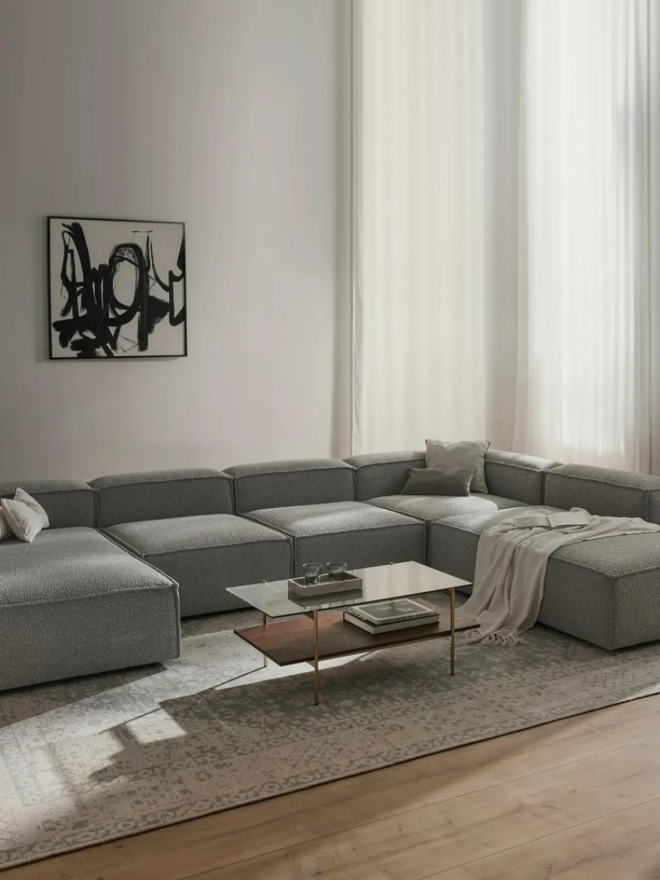 Modulaire U-bank Lennon uit bouclé^Westwing Collection New
