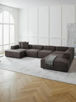 Modulaire U-bank Lennon van gerecycled leer^Westwing Collection Online
