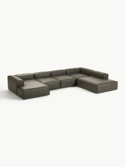 Modulaire U-bank Lennon van gerecycled leer^Westwing Collection Online