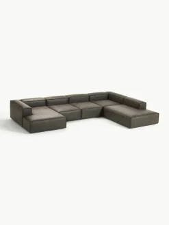 Modulaire U-bank Lennon van gerecycled leer^Westwing Collection Online
