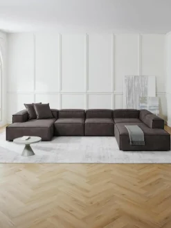Modulaire U-bank Lennon van gerecycled leer^Westwing Collection Online