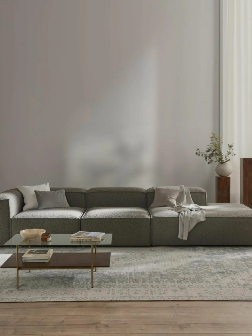 Modulaire XL chaise longue Lennon uit bouclé^Westwing Collection Best