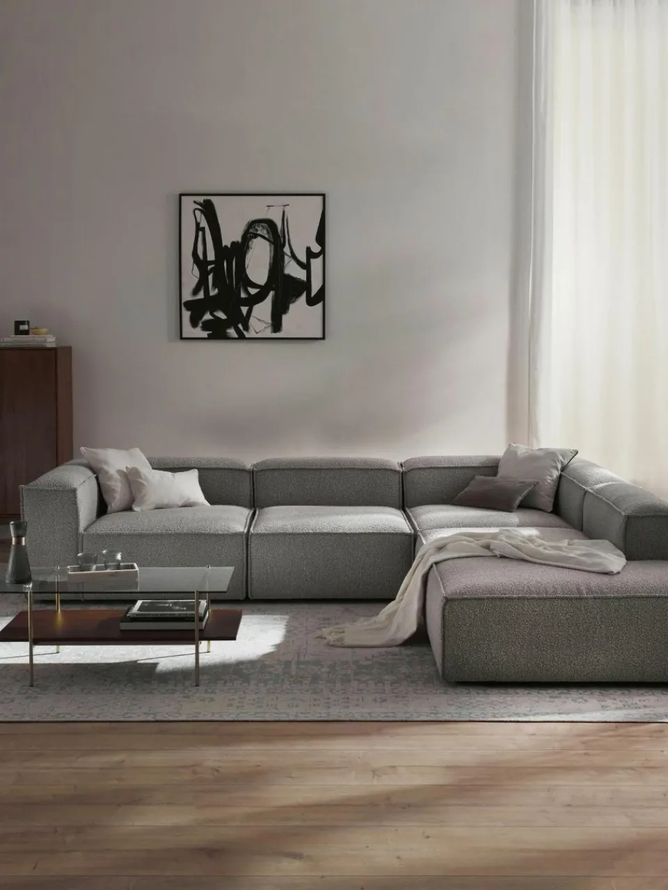 Modulaire XL hoekbank Lennon uit bouclé^Westwing Collection Outlet