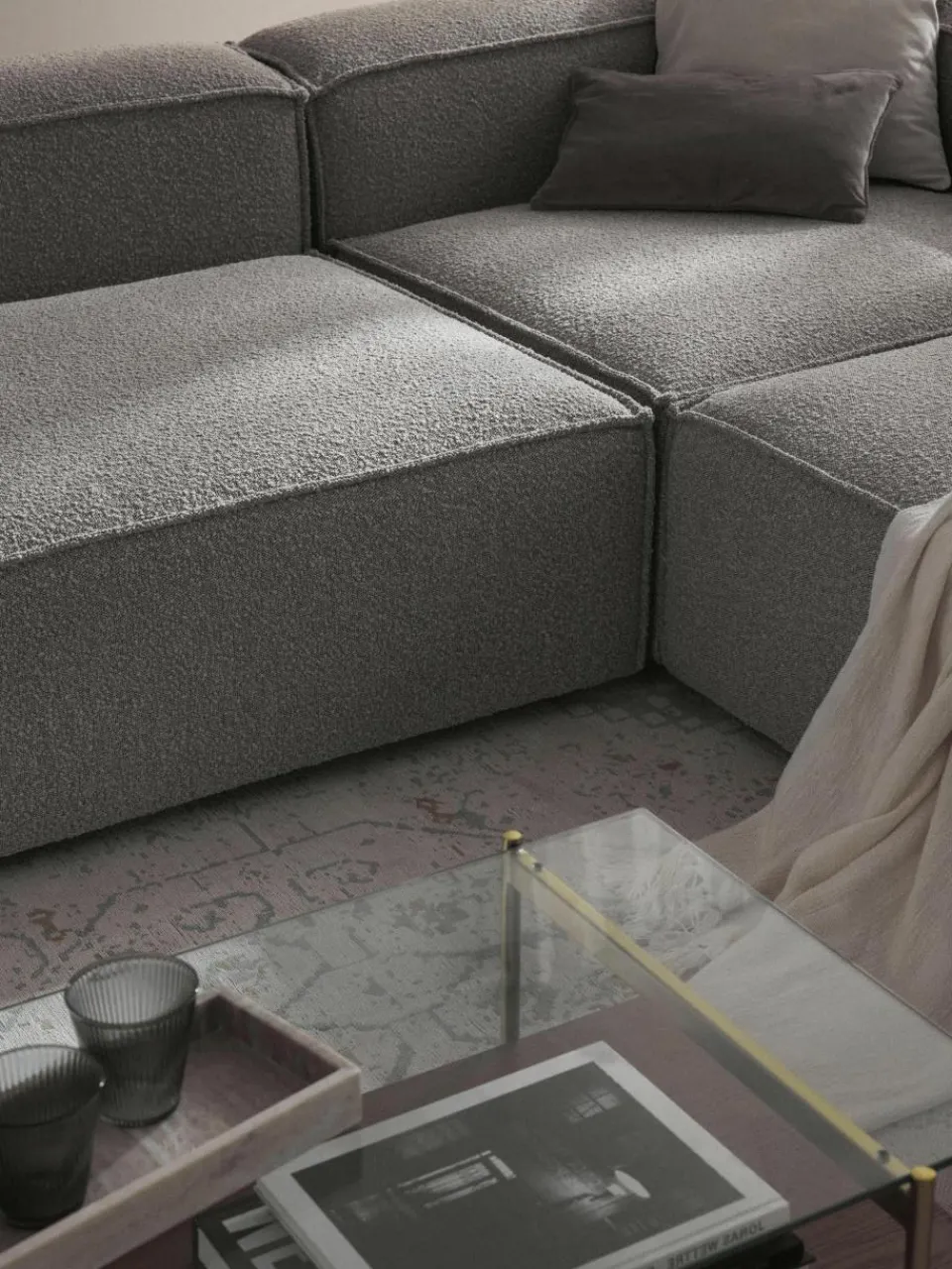 Modulaire XL hoekbank Lennon uit bouclé^Westwing Collection Outlet