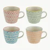Mokken Carla met klein patroon, set van 4^Bloomingville Hot