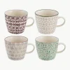 Mokken Karine met klein patroon, set van 4^Bloomingville Hot