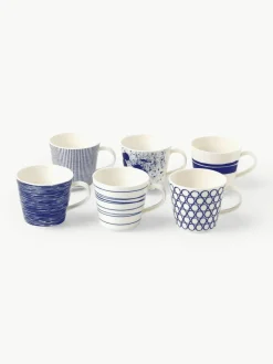 Mokken Pacific blauw van porselein, set van 6^ROYAL DOULTON Clearance
