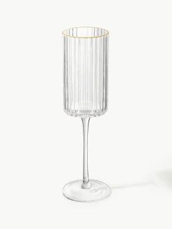 Mondgeblazen champagneglazen Aleo met goudkleurige rand, 4 stuks^Westwing Collection Online