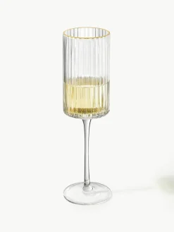 Mondgeblazen champagneglazen Aleo met goudkleurige rand, 4 stuks^Westwing Collection Online