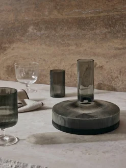 Mondgeblazen decanter Ripple met groefreliëf, 1.1 L^ferm LIVING Clearance