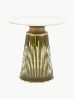 Mondgeblazen glazen bijzettafel Seville met marmeren tafelblad, rond^Westwing Online